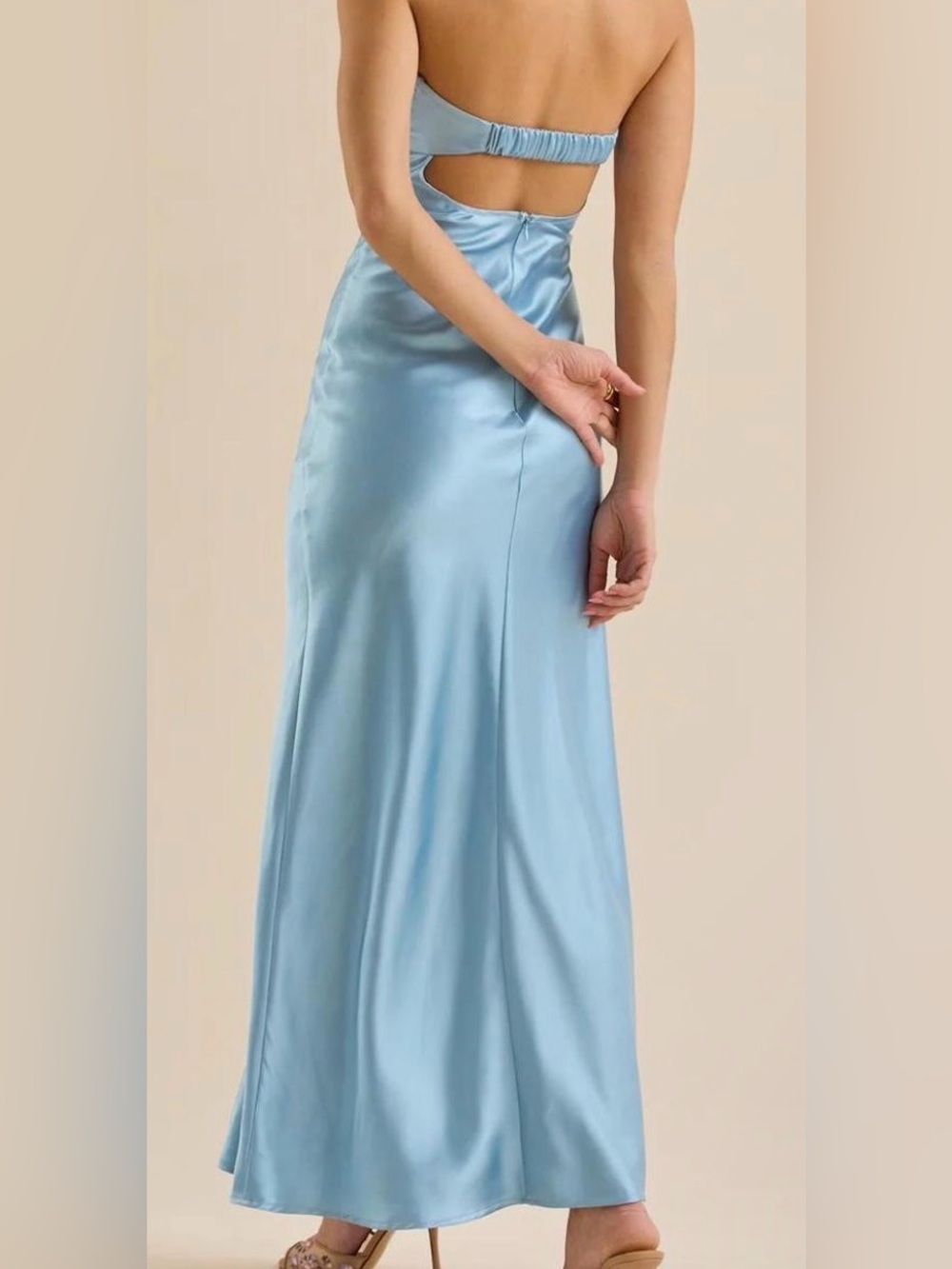 Altar'd State Dusty Blue Strapless Satin Maxi Skirt